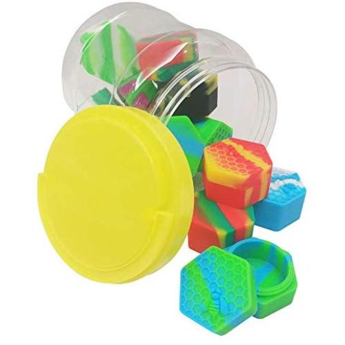 Silikone Behälter 15er Set – 26ml Honigwaben Behälter, Sortierte Farben – Ideal zum Lagern von Konzentrat, Wachs und Öl (2)