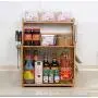 Étagère murale ou au sol pour cuisine 3 niveaux en bambou, organiseur pour micro-ondes, fours, épices, vaisselle, pot de rangement, rangement familial. Étagère murale ou au sol pour cuisine 3 niveaux en bambou, organiseur pour micro-ondes, fours, épices, vaisselle, pot de rangement, rangement familial.