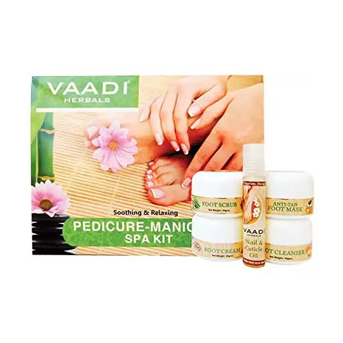 Pedicure Manicure Kit with Grapeseed Extract and Fenugreek Soothing and Relaxing ALL Natural Suitable for All Skin Types and Both for Men and Women - 135 Grams - Vaadi Herbals Pedicure Manicure Kit with Grapeseed Extract and Fenugreek Soothing and Relaxing ALL Natural Suitable for All Skin Types and Both for Men and Women - 135 Grams - Vaadi Herbals