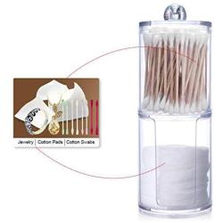 Creative Clear Acrylic Storage Jar Holder Transparent Cotton Swabs Stick Cosmetic Makeup Cotton Pad Jar Makeup Organizer Case,White