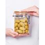 Yl Ly Glass Sealed Cans Bamboo Cover With Buckle Lock Dried Fruit Grain Medicine Storage Storage Bottle Kitchen 400Ml Hj201