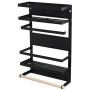 Magnetic Rack Refrigerator-Organizer Rustproof Spice Rack Storage (Black)
