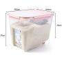 10kg Rice Container, WOLFBUSH Fresh Grain Dry Food Sealed Storage Bin Plastic for Cereals Beans, with Measuring Cup