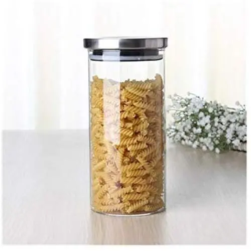 Glas-Aufbewahrungsbehälter mit 550/750/1000 ml mit Edelstahlverschluss, für Tee, Kräuter, Trockenwaren, Küchenbehälter