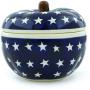 Polish Pottery 4?-inch Apple Shaped Jar (America The Beautiful Theme) + Certificate of Authenticity