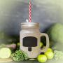 Yellow Green Ice Image Frosted Glass Mason Jar With Straw