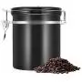 Lazmin Coffee Container Airtight, Stainless Steel Vacuum Sealed Kitchen Sotrage Canister for Coffee with CO2 Valve(Black)