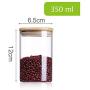 Glass Jar With Bamboo Lid Food Candy Storage Bottles Tea Container Cup Sealing Kitchen Accessories,350Ml