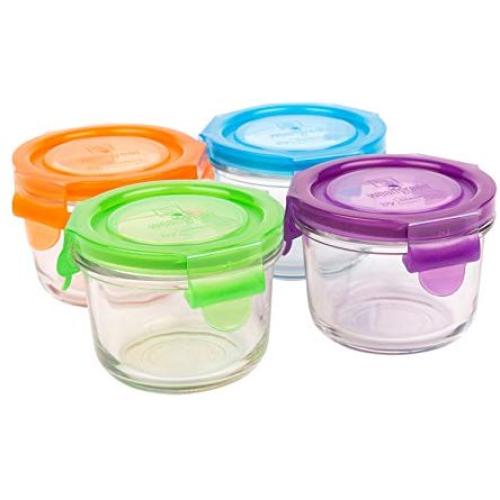 Wean Green Glass Baby Food Storage Containers, Wean Bowl 5.4 ounces, Garden Pack (4 pack)