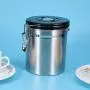 Edelstahl Kaffeebohnenbehälter Milchpulver-Tank Kaffeebehälter mit Ventil und schwarzer Abdeckung (Größe M)