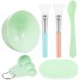 Facial Mask Mixing Bowl Set, Teenitor DIY Facemask Mixing Tool Kit with Silicon Face Mask Brush Facial Mask Bowl Stick Spatula Gauges Puff, Pack of 8, Green