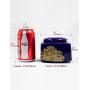 Dahlia Exquisite Royal Blue Peony Square Porcelain Tea Tin/Tea Storage/Tea Caddy/Tea Canister
