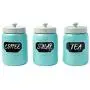 Mason Jar Ceramic Canister Set for Kitchen - Set of 3 Decorative Storage Containers with Air-Tight Lids for Coffee, Sugar & More - Country Style Storage w/Reusable Writable Surface - 12.85oz/Canister