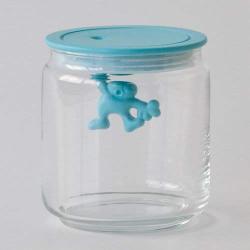 A di Alessi Gianni 3-Cup Glass Jar with Plastic Lid, Aqua Blue - AMDR04 AZ