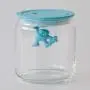 Ein Glasbehälter von Alessi Gianni mit 3 Gläsern und Kunststoffdeckel, Aqua Blau – AMDR04 AZ