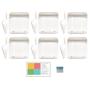 Clear 16 oz Plastic Jars White Dome Lids (6 pk) with Scoops - PET Round Refillable Containers