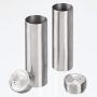 mDesign Modern, Slim Salt and Pepper Shakers - Nesting Lid with Circular S & P Holes; Great for Fine Table Salt and Pepper; Set of 2 - Brushed Stainless Steel