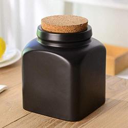 Kitchen Food Storage Jar Airtight Food Storage Jar, Creative Black Ceramic Storage Tank Sealed Jars, Kitchen Tools Storage Tank Ceramic Pot, Side Length 13.6Cm, Height 17Cm