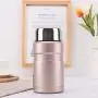 Thermos Lebensmittelbehälter Thermos Edelstahlbeutel 710ml, Auslaufschutz Vakuumbehälter Lunchbox mit Faltlöffel (Farbe: Natur)