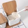 TNKML Kitchen Spice Pots Bowls With Spoon & Porcelain Box And Bamboo Cover Storage Container Condiment Jars Ceramic Seasoning Rack