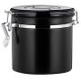 joyMerit Stainless Steel Airtight Canister with Vent Valve＆ Date Tracker Wheel and Locking Clamp for Kitchen, Coffee Ground Vault Jar, Black, 800ml/ 27-ounce