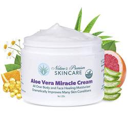 Natural and Organic Face Moisturizer Cream - 100% Organic Aloe Vera - Face Cream for Women - Aloe Vera Cream for Sensitive and Dry Skin - Anti Aging Face Moisturizer for Women and Men - Face Lotion for Women - Aloe Vera Moisturizer for Face and Body - All