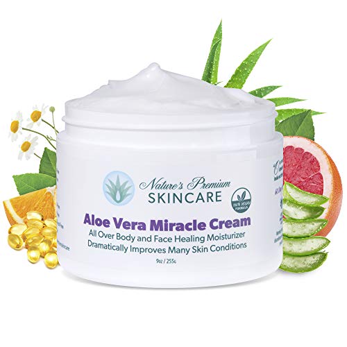 Natural and Organic Face Moisturizer Cream - 100% Organic Aloe Vera - Face Cream for Women - Aloe Vera Cream for Sensitive and Dry Skin - Anti Aging Face Moisturizer for Women and Men - Face Lotion for Women - Aloe Vera Moisturizer for Face and Body - All
