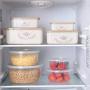 Square Crisper/Transparent Plastic Refrigerator Storage Box Food Cereal Kitchen Grain Jar Meal Preparation Lunch Box Lunch Box Set 4 Pieces Food Storage Container (Color : Brown)
