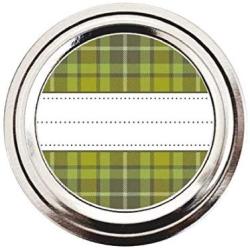 Green and Brown Plaid Pattern Mason Jar Labels by Once Upon Supplies, Round Stickers for Pantry, Kitchen, Home Office, Storage Organization, 2 Inches Size Fits Regular Mouth Canning Jars, 40 Labels