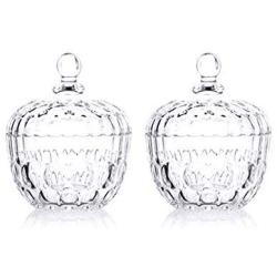 Fivtyily 2 PCS Crystal Candy Dish Bowl Food Storage Jar Desktop Decorative (Apple shaped)