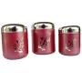 Rastogi Handicrafts Window Kitchen Canister/Tea/Sugar/coffee Storage Box/Pot Stainless Steel Set of 3 / Leaf print color box Diwali gift - EXPEDITED SHIPPING