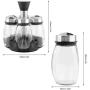 7Pcs/Set Rotating Glass Cruet Condiment Spice Jars Set Salt Pepper Shakers Seasoning Sprays Bottle Kitchen Storage Jar Rack