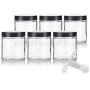Klar Glas Straight-Sided Jar - 4 oz / 120 ml (6er Pack) + Spatel und Etiketten