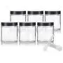 Clear Thick Glass Straight Sided Jar - 4 oz / 120 ml (6 pack) + Spatulas and Labels