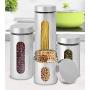 4 Piece Brushed Stainless Steel and Glass Canisters with Window, Silver