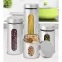 4-teiliges Set aus Edelstahl mit Sichtfenster, Silber

oder

4-teilige Edelstahl-Behälter mit Sichtfenster, Silber