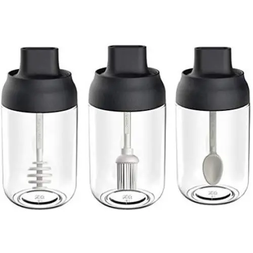Ensemble de 3 bocaux en verre UPKOCH pour assaisonnements, pot à miel avec cuillère, bouteille à huile avec brosse, pot à condiments 250ml Ensemble de 3 bocaux en verre UPKOCH pour assaisonnements, pot à miel avec cuillère, bouteille à huile avec brosse, pot à condiments 250ml