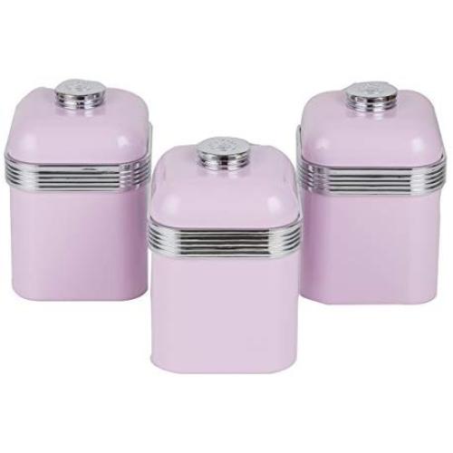 Swan SWKA1020PN Set of 3 Retro Storage Canisters, Pink
