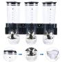 Wall-Mounted Dry Food Dispenser with 3 Bottles, Cereal Grain Dispensers, Plastic Food Storage Cereals Storage Tank Transparent Sealed Jar for Kitchen Home