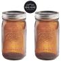 Ball Mason Jars 32 oz Wide Mouth Amber Colored Glass Bundle with Non Slip Jar Opener- Set of 2 Quart Size Mason Jars - Canning Glass Jars with Lids