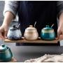 Mini Spice Jars Porcelain color ceramic kitchen seasoning jar household three-piece suit