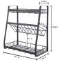 Countertop 3-Tier Spice Rack, Black Multi-Functional Kitchen Bathroom Countertop Storage Organizer Collection Shelf Spice Bottle Jars Holder, Spice Rack Organizer Ground Condiment Rack (Black)