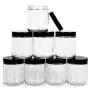 Bouteilles en verre rond, 8 oz (237 ml), Clear, Vivaplex, avec couvercles noirs - Pack de 8 Bouteilles en verre rond, 8 oz (237 ml), Clear, Vivaplex, avec couvercles noirs - Pack de 8