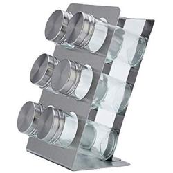 Macddy Spice Rack Organizer Stainless Steel Seasoning Jar Storage Holder Kitchen Toos Dustproof Visible Castor polite