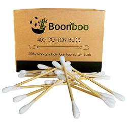 Boonboo Cotton Swabs | 400 Count Bamboo Cotton Buds | Plastic-Free | Biodegradable & Sustainable