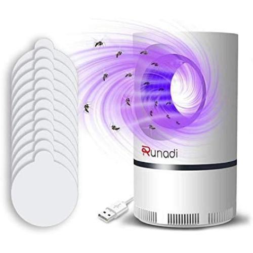 RUNADI Mosquito Killer - Gnat Trap Indoor - Effectively Trapping Mosquitoes, Gnats, Flies, and Tiny Insects - Insect Killer Lamp with 12 Sticky Boards