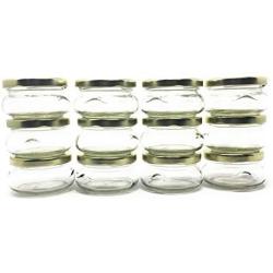 3 oz 100 ml Tureen Clear Glass Jar with Gold Metal Lid by Richards Packaging 12-pack