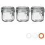 Argon Tableware Glass Storage Jars with Airtight Clip Lid - 200ml Set - White Seal - Pack of 3