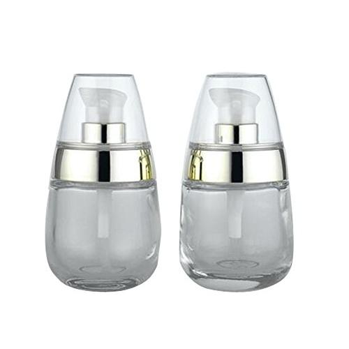 2PCS 30ml 1oz Empty Refillable Glass Container Makeup Cosmetic Face Cream Lotion Pump Bottles Jars Pots