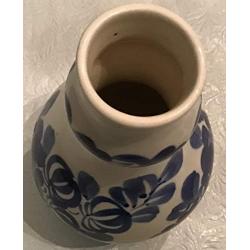 Retro Wloclawek Fajans Polish Pottery Hand Painted Blue & White Vase Jug